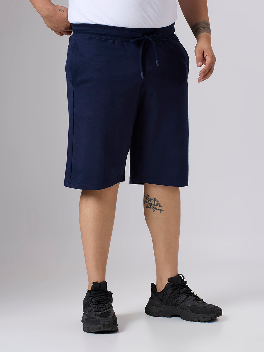 Plus Size Knitted Short | 100% Cotton | Navy