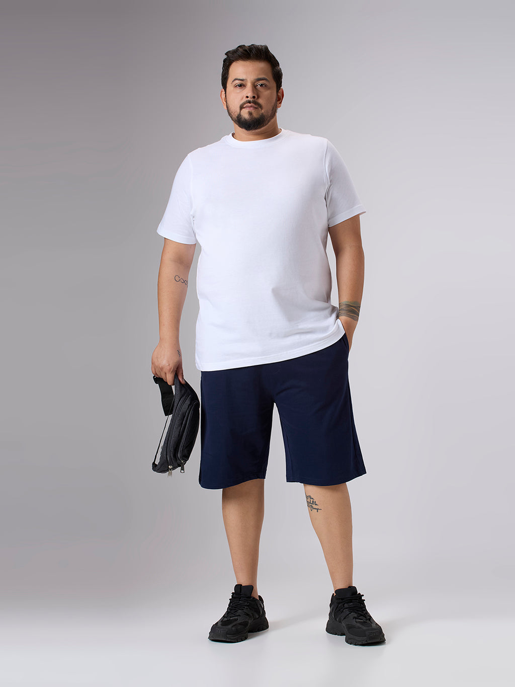 Plus Size Knitted Short | 100% Cotton | Navy