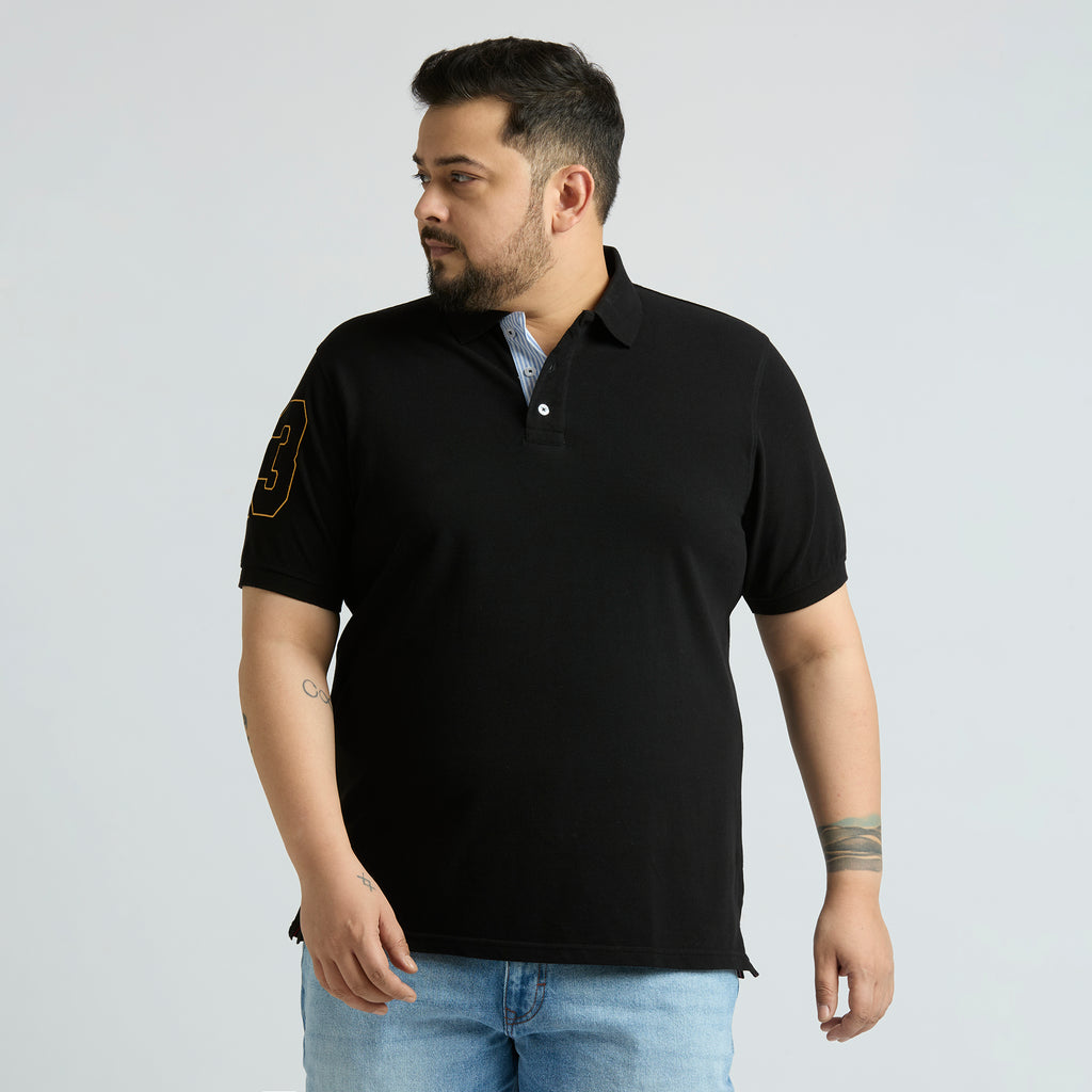 Plus Size Polo T-Shirt | 4XL-10XL | 100% Cotton | Black