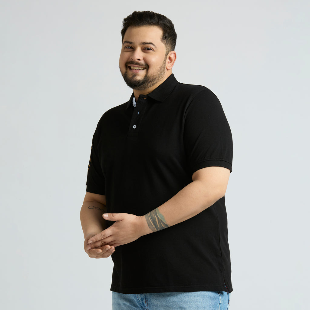 Plus Size Polo T-Shirt | 4XL-10XL | 100% Cotton | Black
