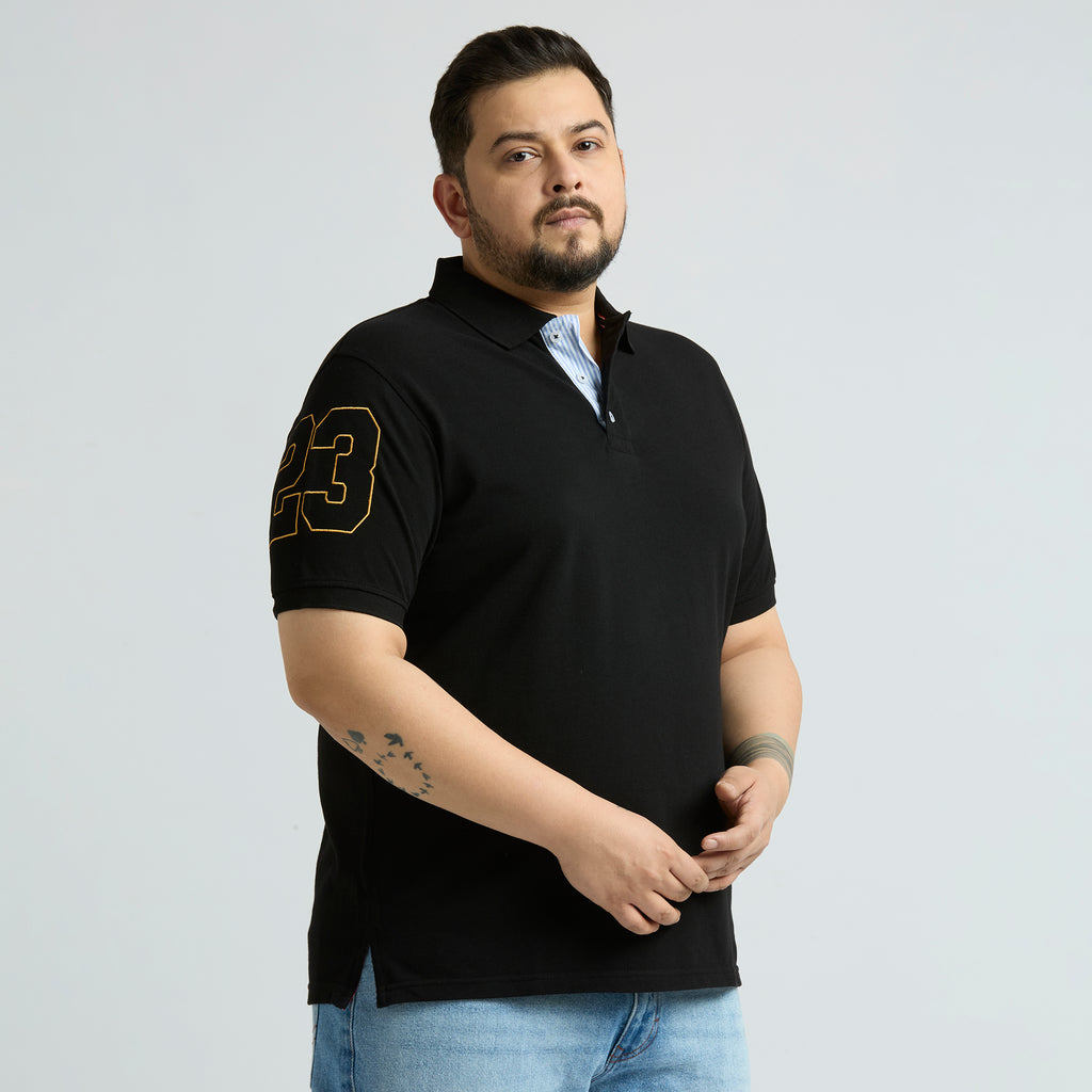 Plus Size Polo T-Shirt | 4XL-10XL | 100% Cotton | Black