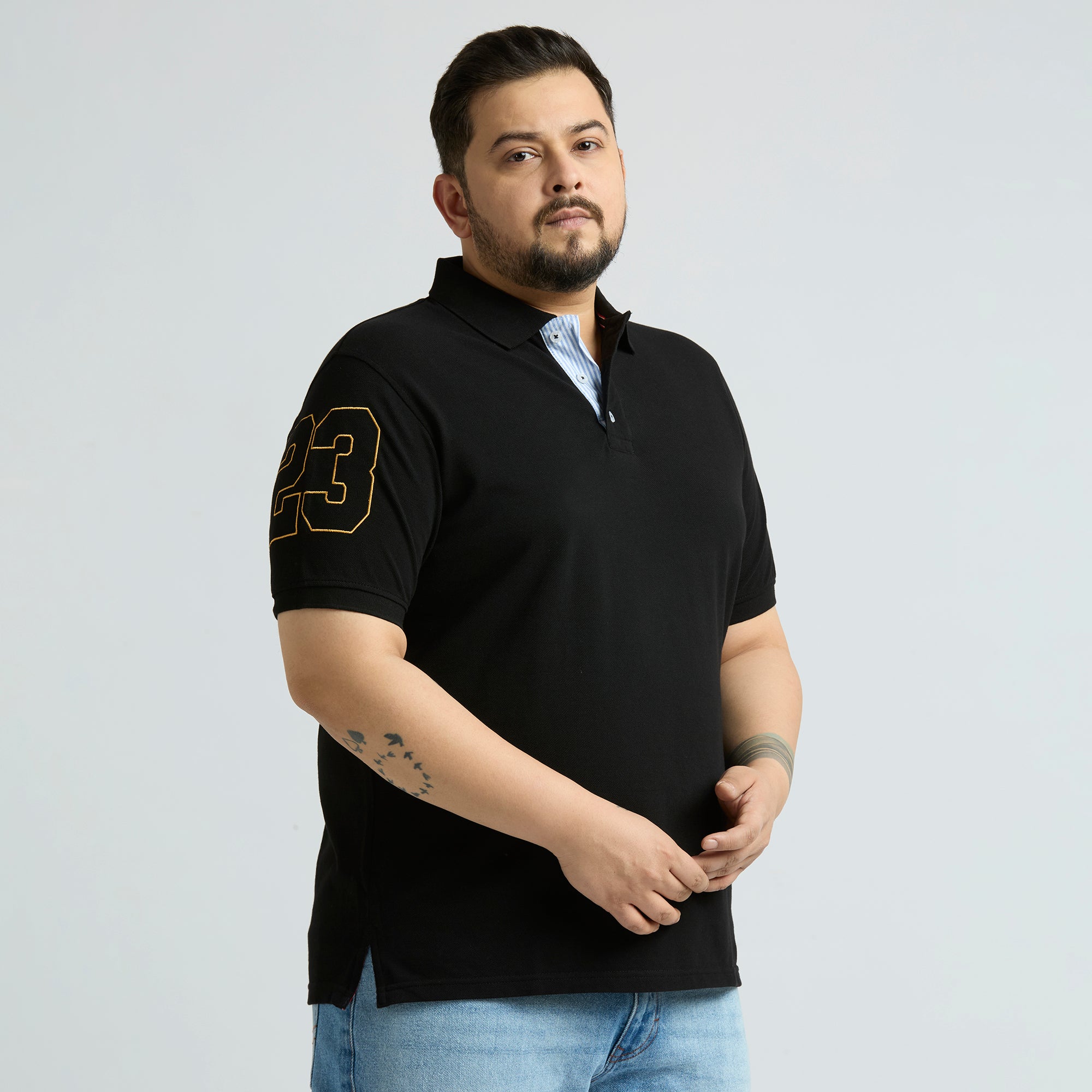 Plus Size Polo T-Shirt | 4XL-10XL | 100% Cotton | Black