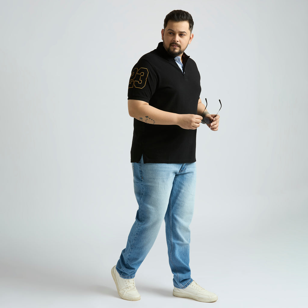 Plus Size Polo T-Shirt | 4XL-10XL | 100% Cotton | Black