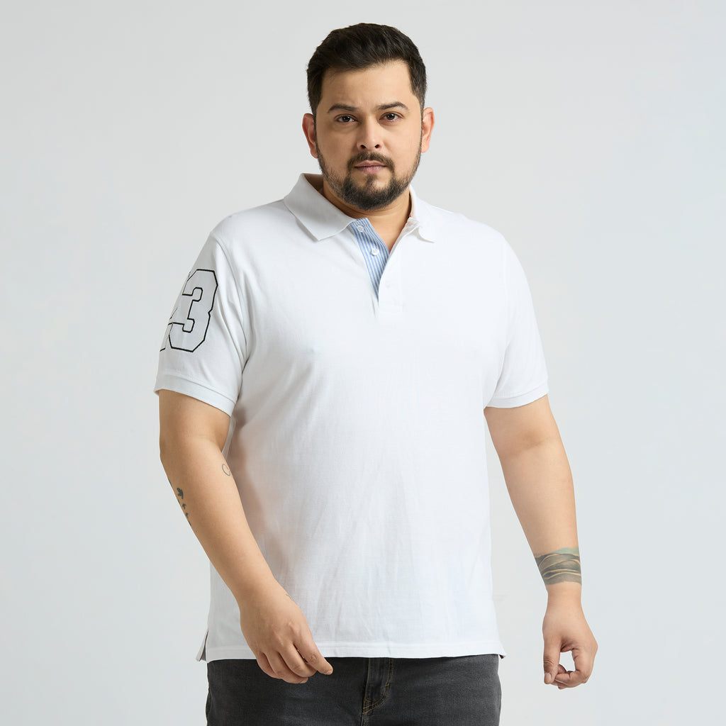 Plus Size Polo T-Shirt | 4XL-10XL | 100% Cotton | White