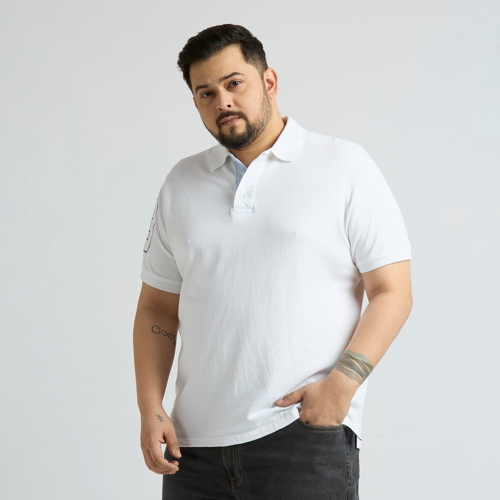 Plus Size Polo T-Shirt | 4XL-10XL | 100% Cotton | White