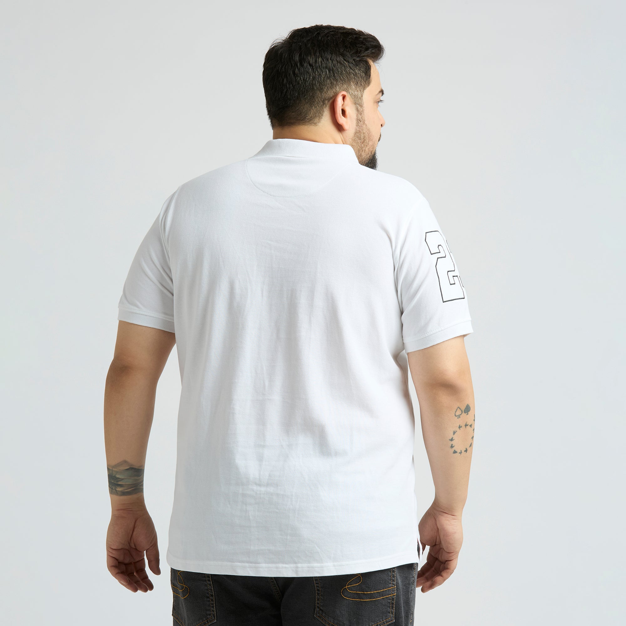 Plus Size Polo T-Shirt | 4XL-10XL | 100% Cotton | White