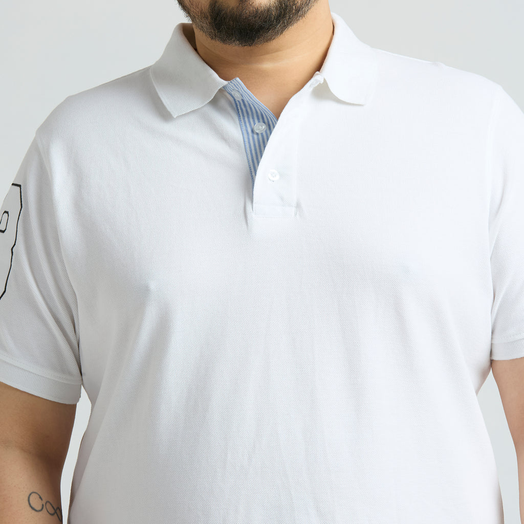 Plus Size Polo T-Shirt | 4XL-10XL | 100% Cotton | White