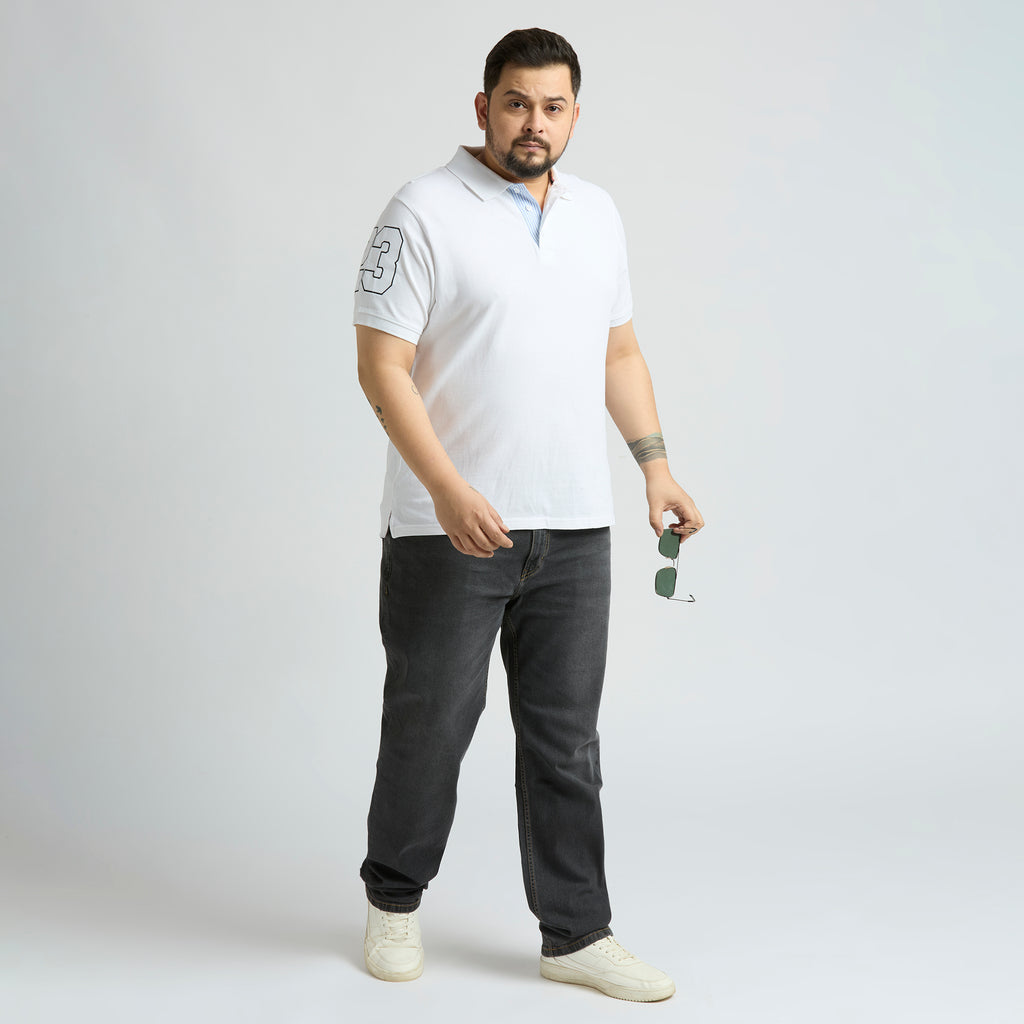 Plus Size Polo T-Shirt | 4XL-10XL | 100% Cotton | White