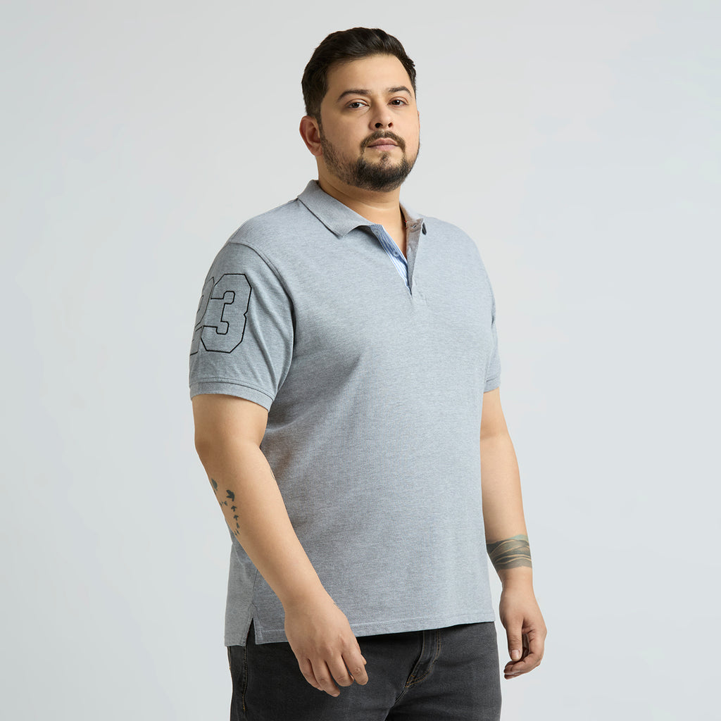 Plus Size Polo T-Shirt | 4XL-10XL | 100% Cotton | Grey Melange