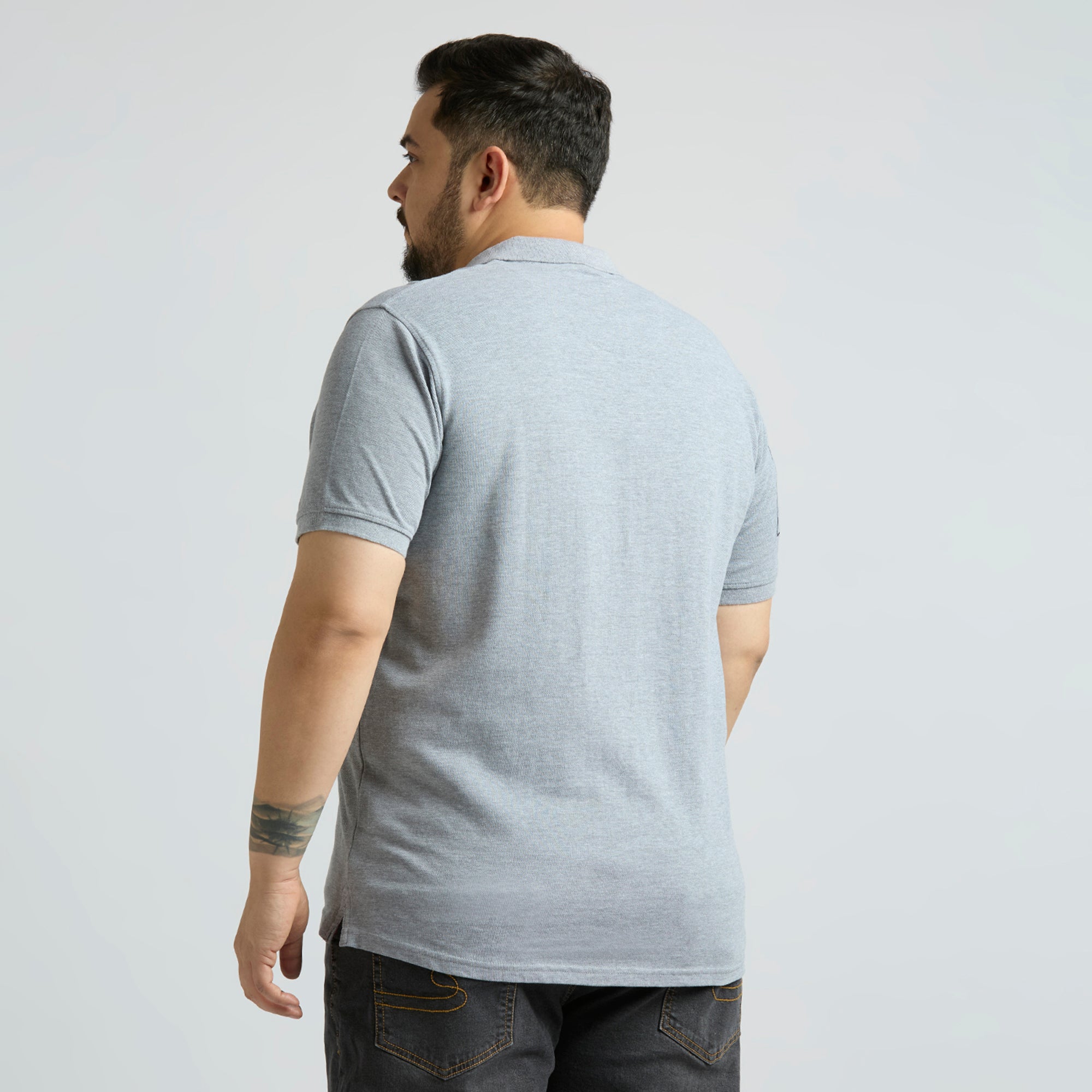 Plus Size Polo T-Shirt | 4XL-10XL | 100% Cotton | Grey Melange