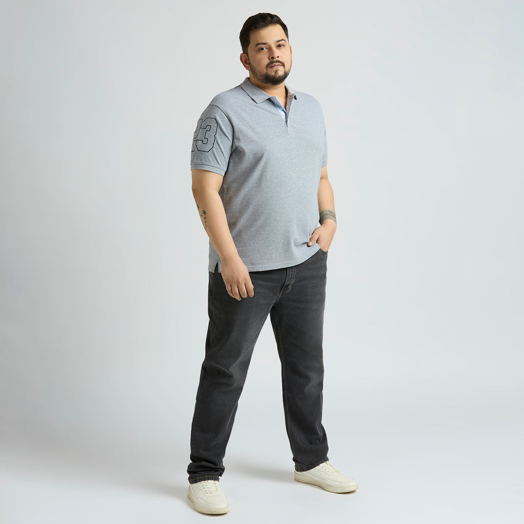 Plus Size Polo T-Shirt | 4XL-10XL | 100% Cotton | Grey Melange