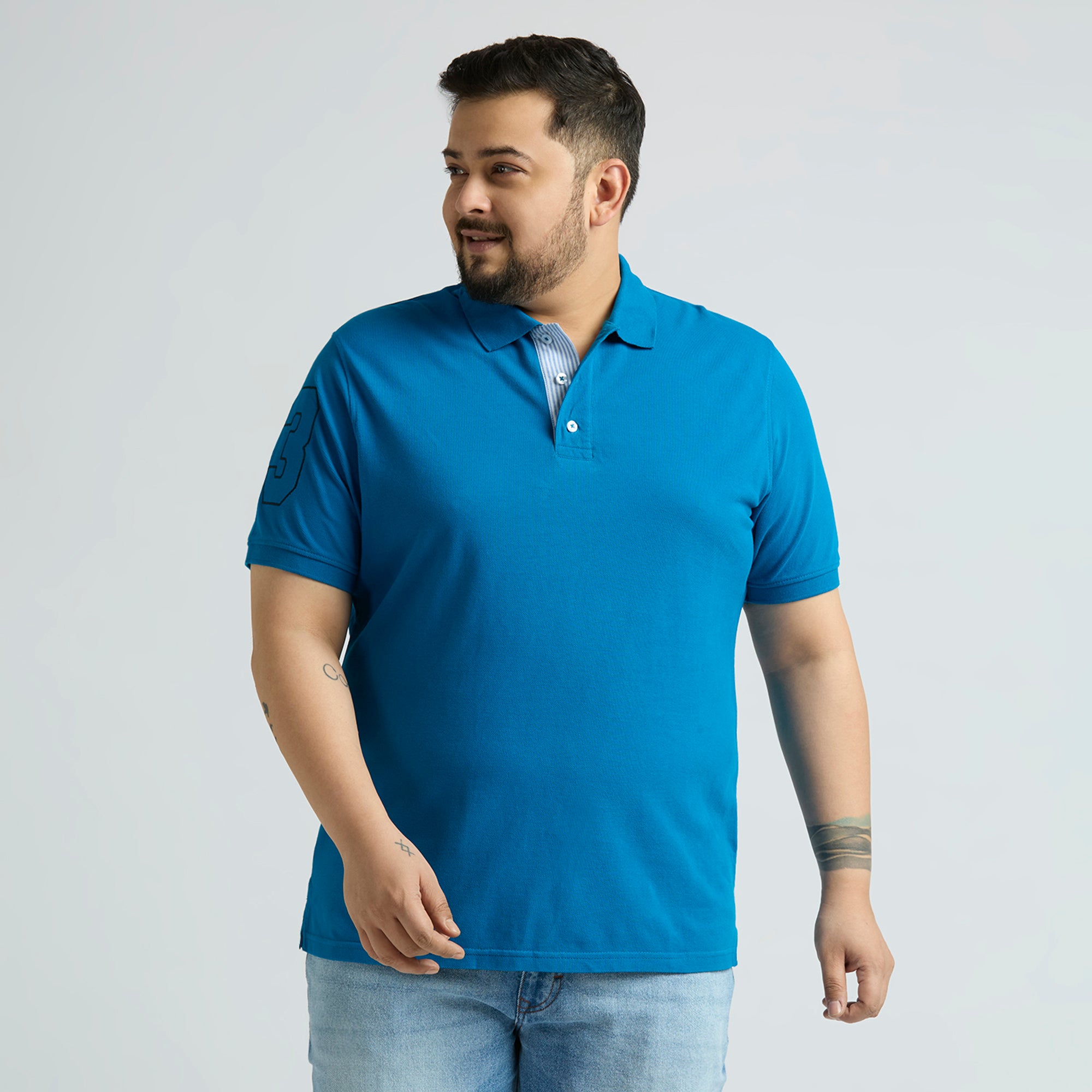 Plus Size Polo T-Shirt | 4XL-10XL | 100% Cotton | Turquoise Blue