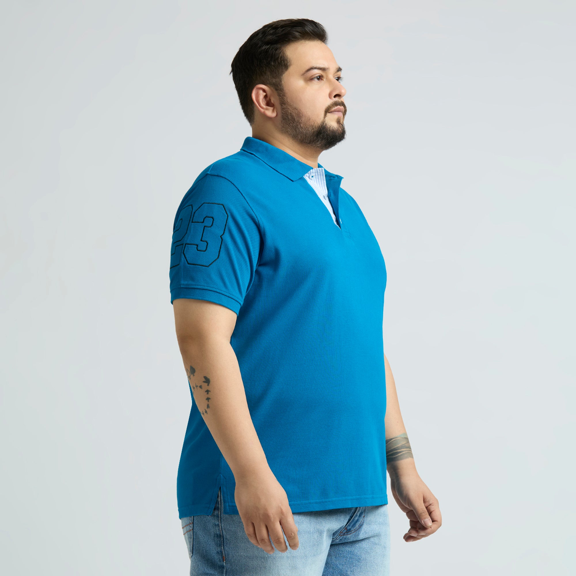 Plus Size Polo T-Shirt | 4XL-10XL | 100% Cotton | Turquoise Blue