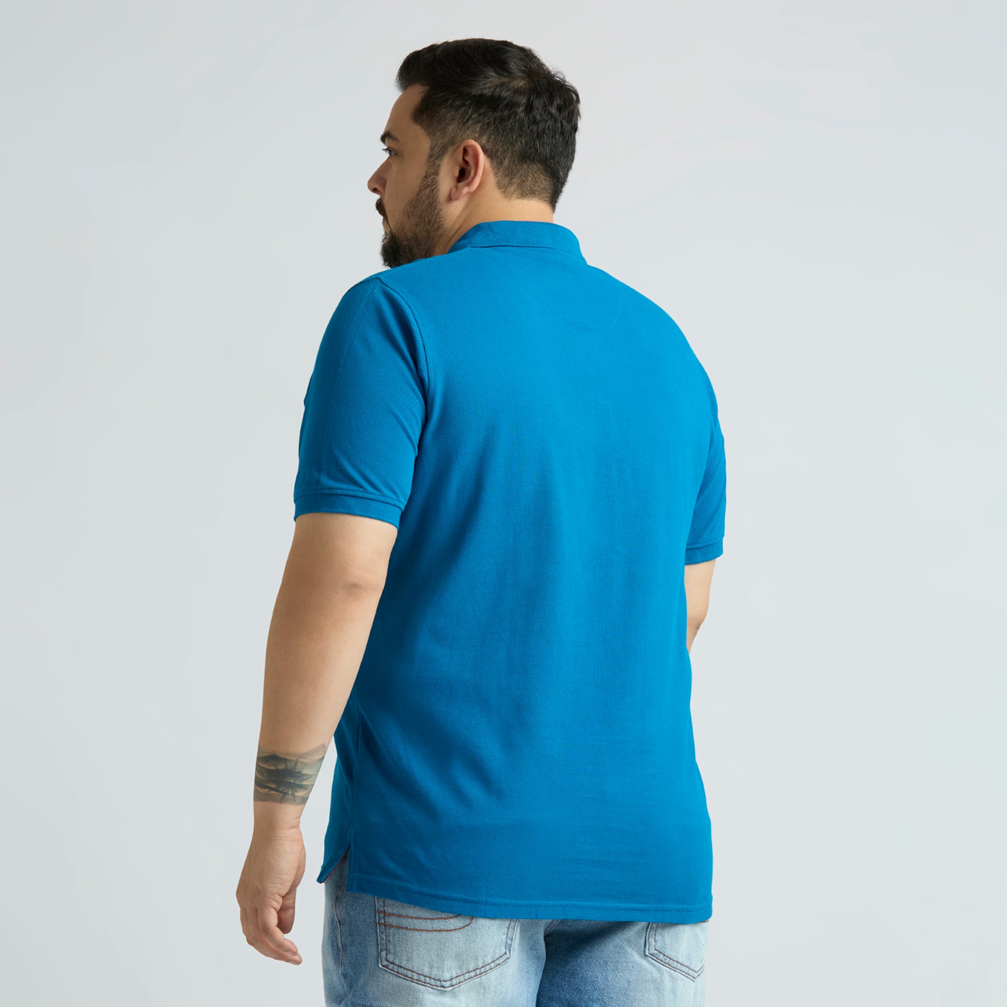Plus Size Polo T-Shirt | 4XL-10XL | 100% Cotton | Turquoise Blue