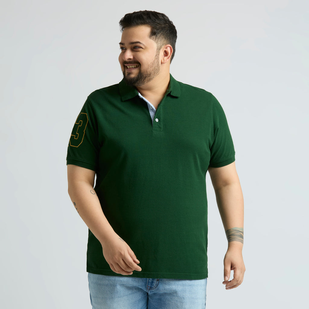 Plus Size Polo T-Shirt | 4XL-10XL | 100% Cotton | Bottle Green