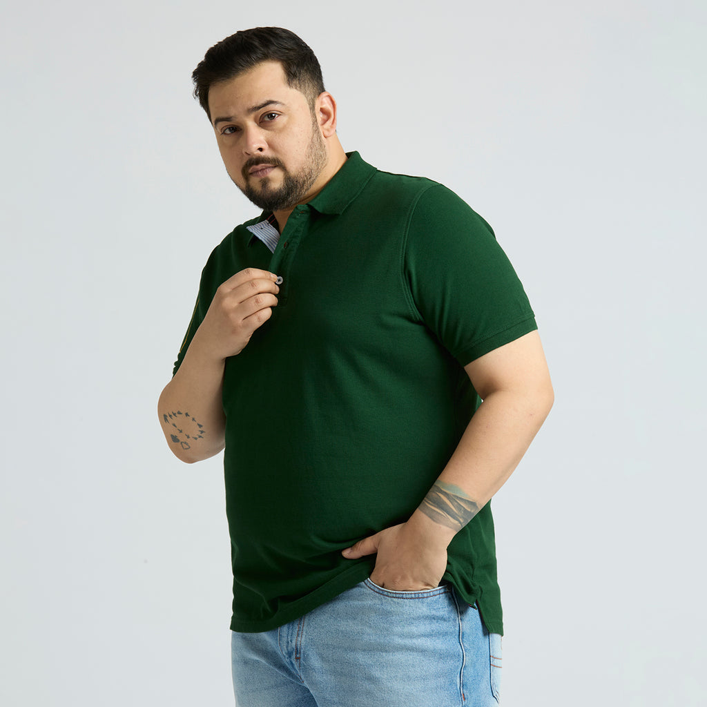 Plus Size Polo T-Shirt | 4XL-10XL | 100% Cotton | Bottle Green