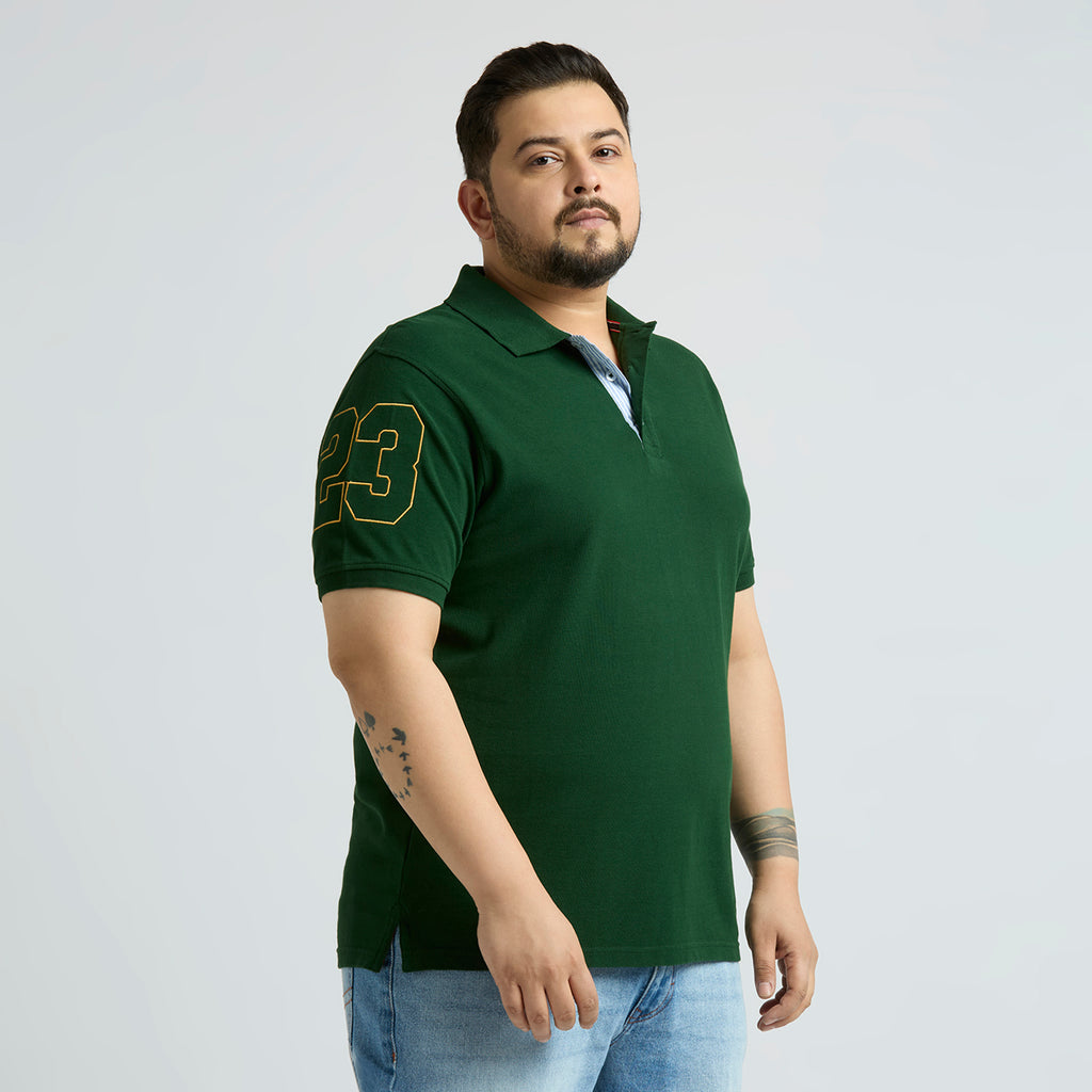 Plus Size Polo T-Shirt | 4XL-10XL | 100% Cotton | Bottle Green