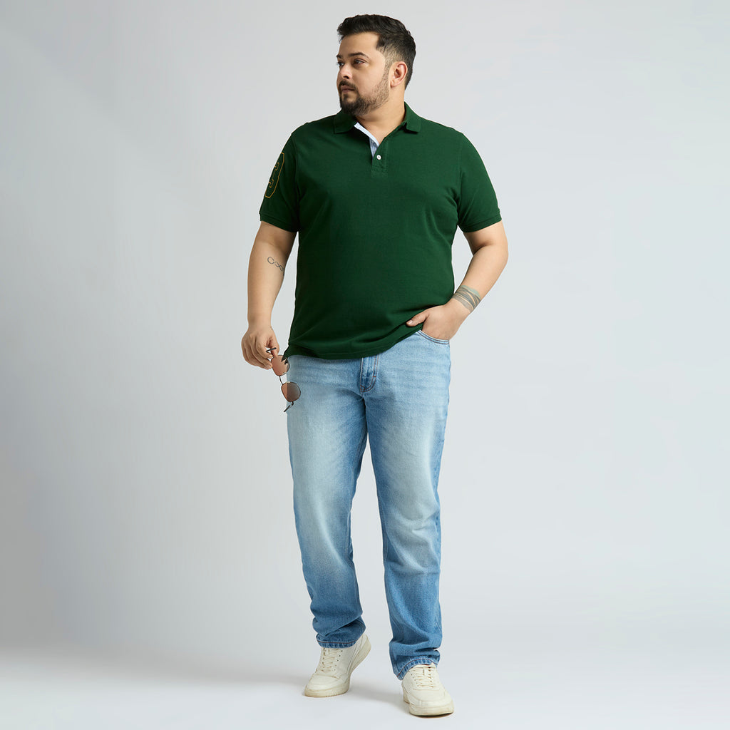 Plus Size Polo T-Shirt | 4XL-10XL | 100% Cotton | Bottle Green