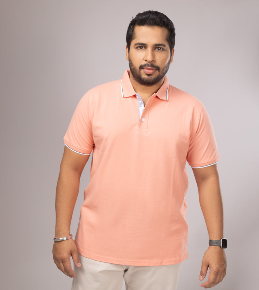Plus Size Polo T-Shirt | 4XL-10XL | 100% Cotton | Coral