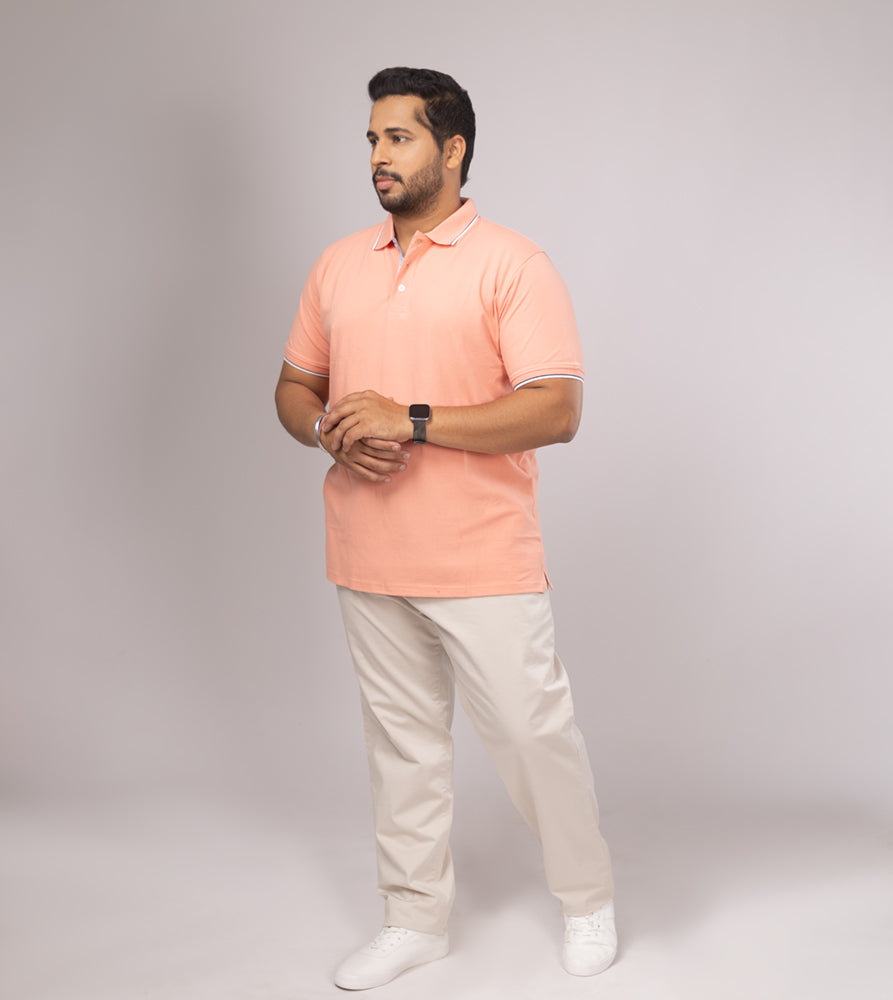 Plus Size Polo T-Shirt | 4XL-10XL | 100% Cotton | Coral