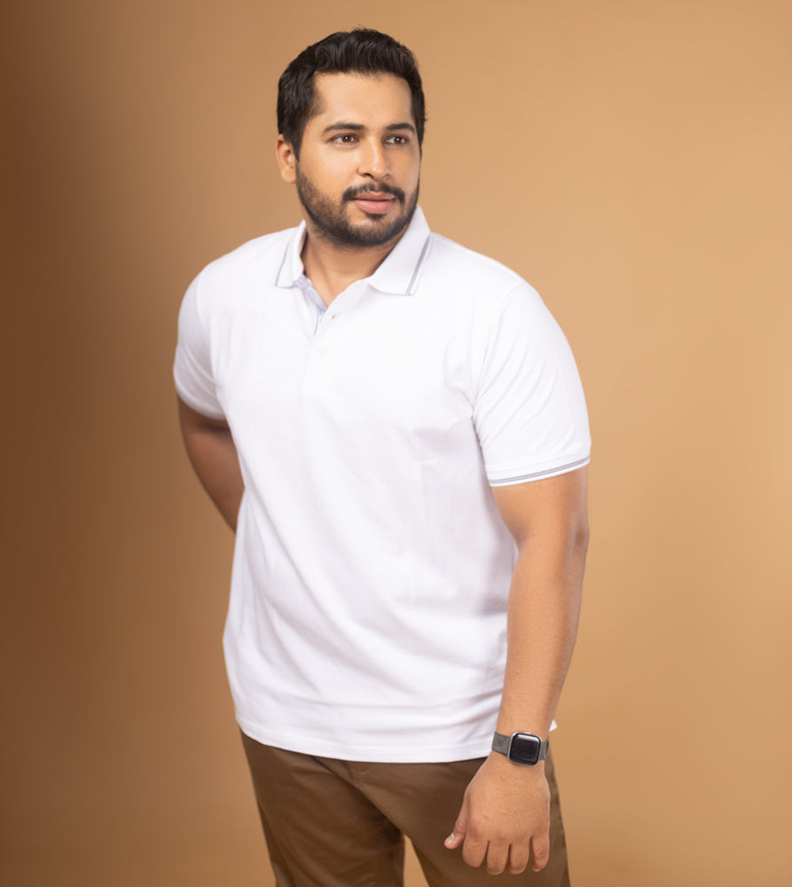 Plus Size Polo T-Shirt | 4XL-10XL | 100% Cotton | White
