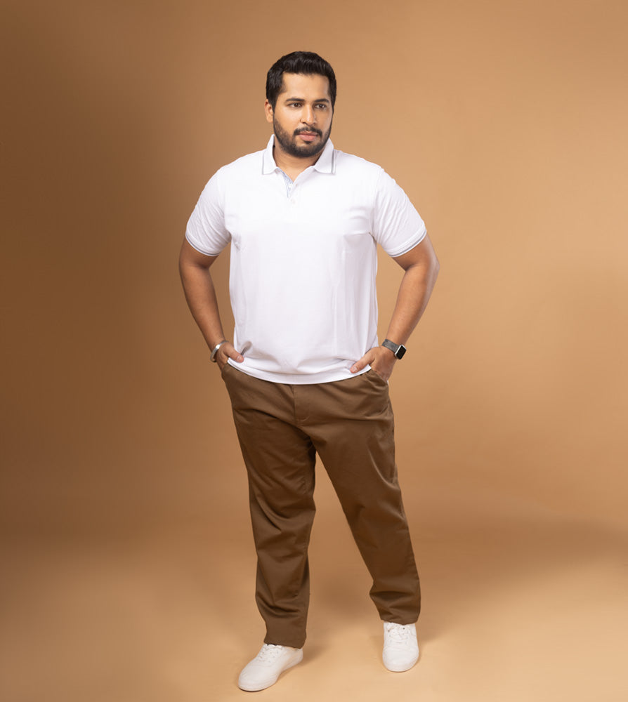 Plus Size Polo T-Shirt | 4XL-10XL | 100% Cotton | White