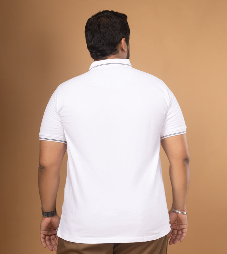 Plus Size Polo T-Shirt | 4XL-10XL | 100% Cotton | White