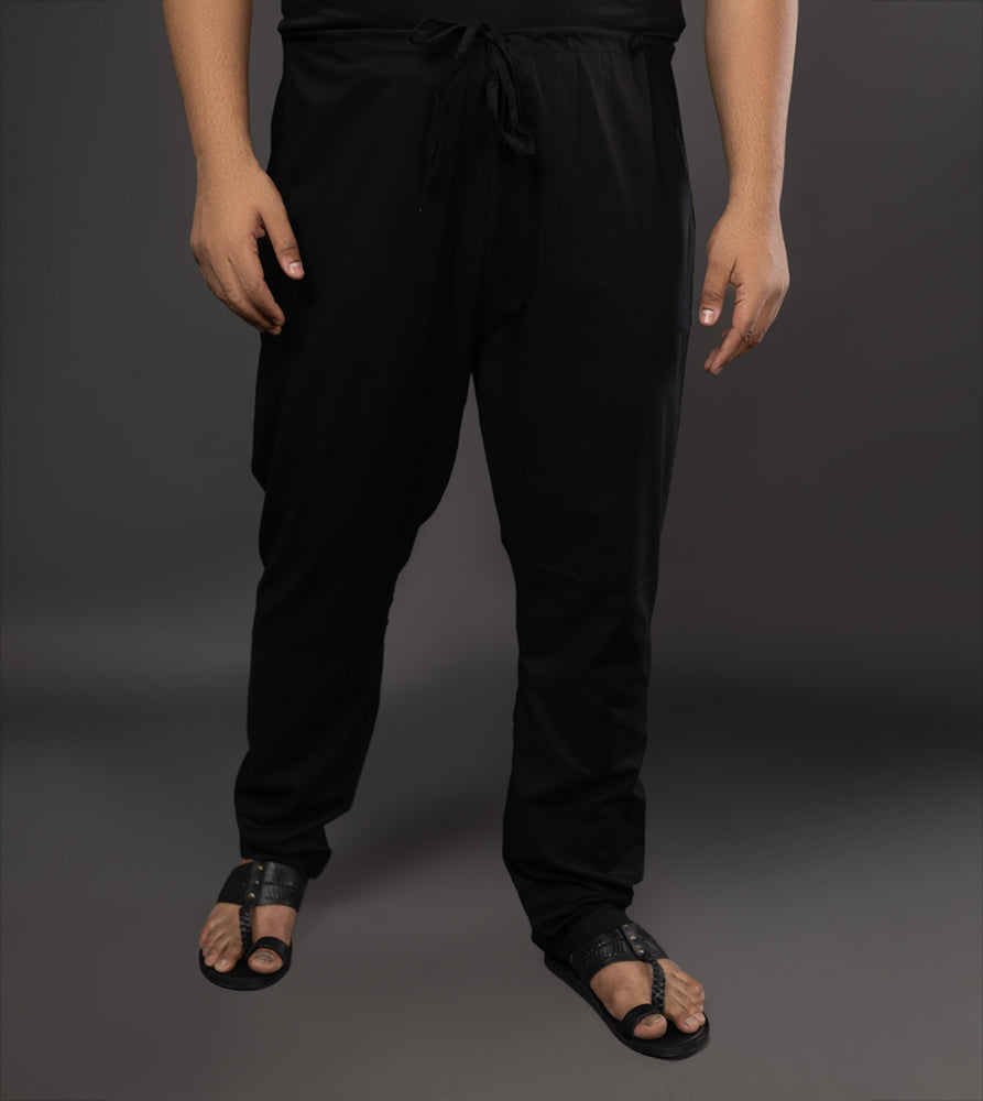 Sizeupp | Plus Size  Pyjama For Men | 54" - 68" | 100% Cotton | Solid | Black