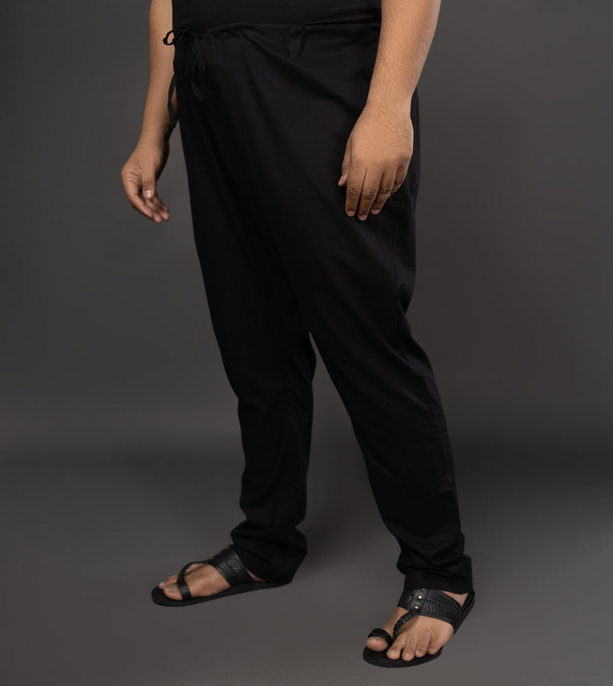 Sizeupp | Plus Size  Pyjama For Men | 54" - 68" | 100% Cotton | Solid | Black