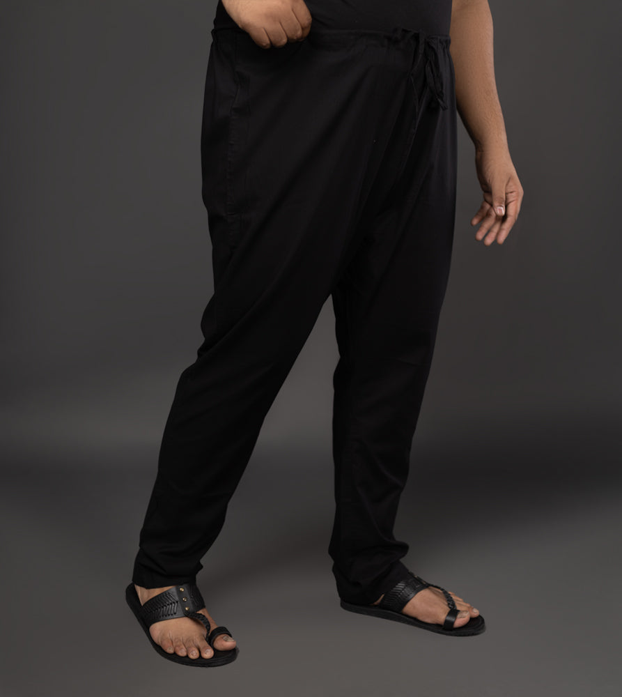 Sizeupp | Plus Size  Pyjama For Men | 54" - 68" | 100% Cotton | Solid | Black