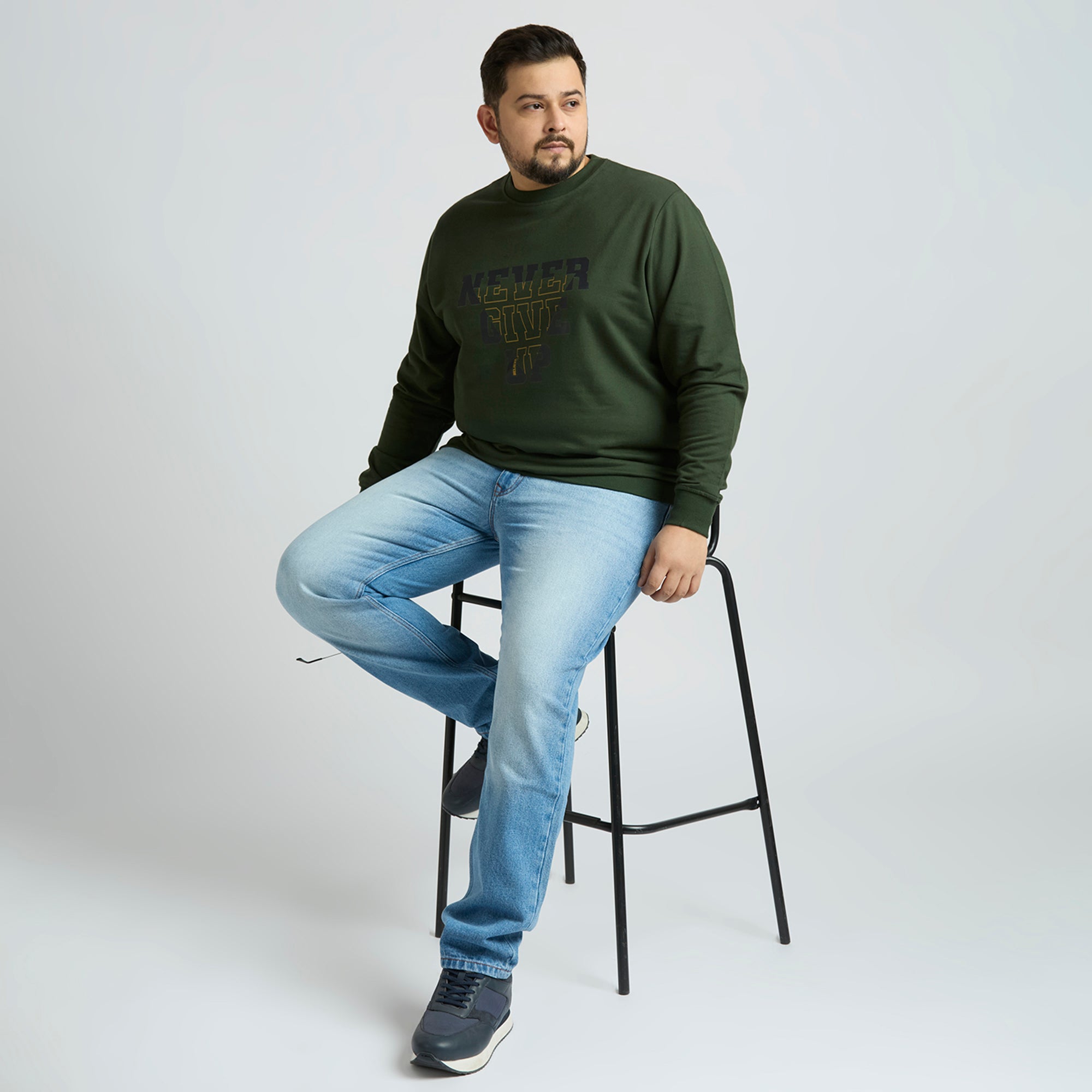 Sizeupp | Plus Size  Sweatshirt For Men | 4XL - 9XL | 100% Cotton | Solid | Olive