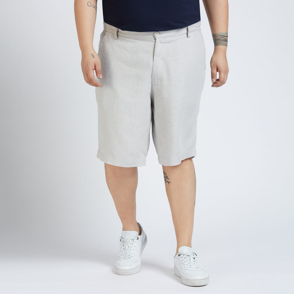Plus Size Woven Short | 100% Linen | Grey