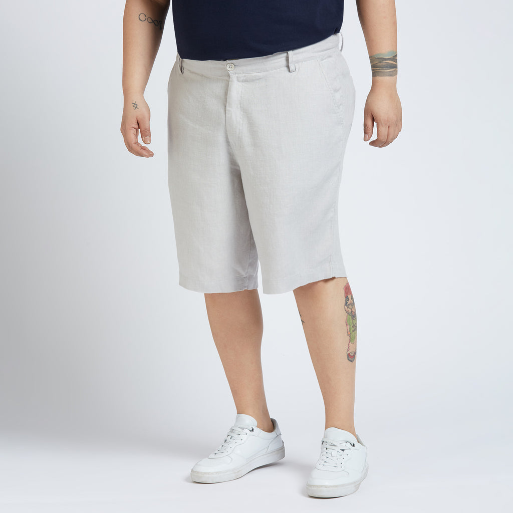 Plus Size Woven Short | 100% Linen | Grey