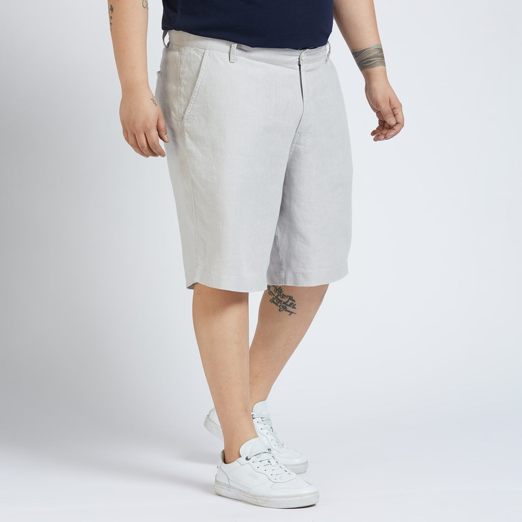 Plus Size Woven Short | 100% Linen | Grey