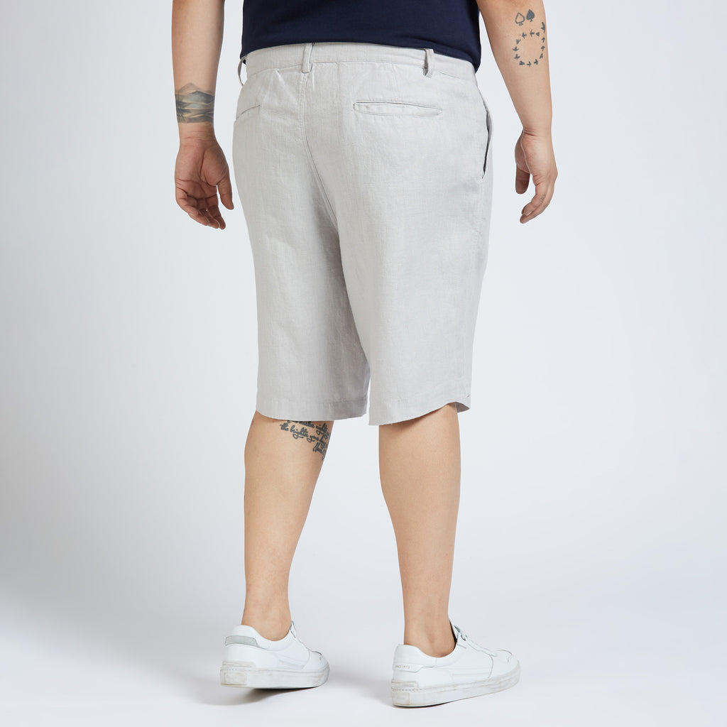 Plus Size Woven Short | 100% Linen | Grey