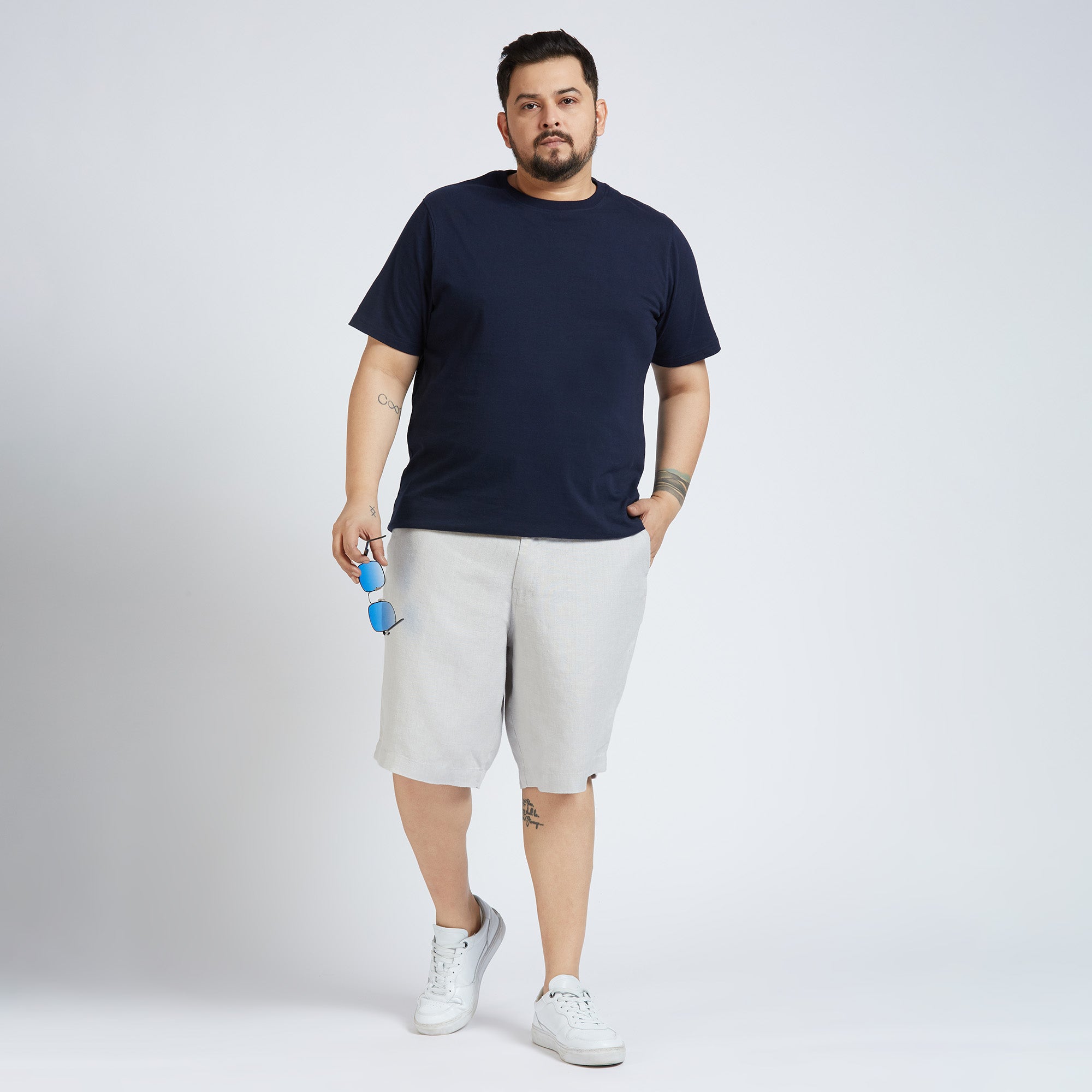 Plus Size Woven Short | 100% Linen | Grey