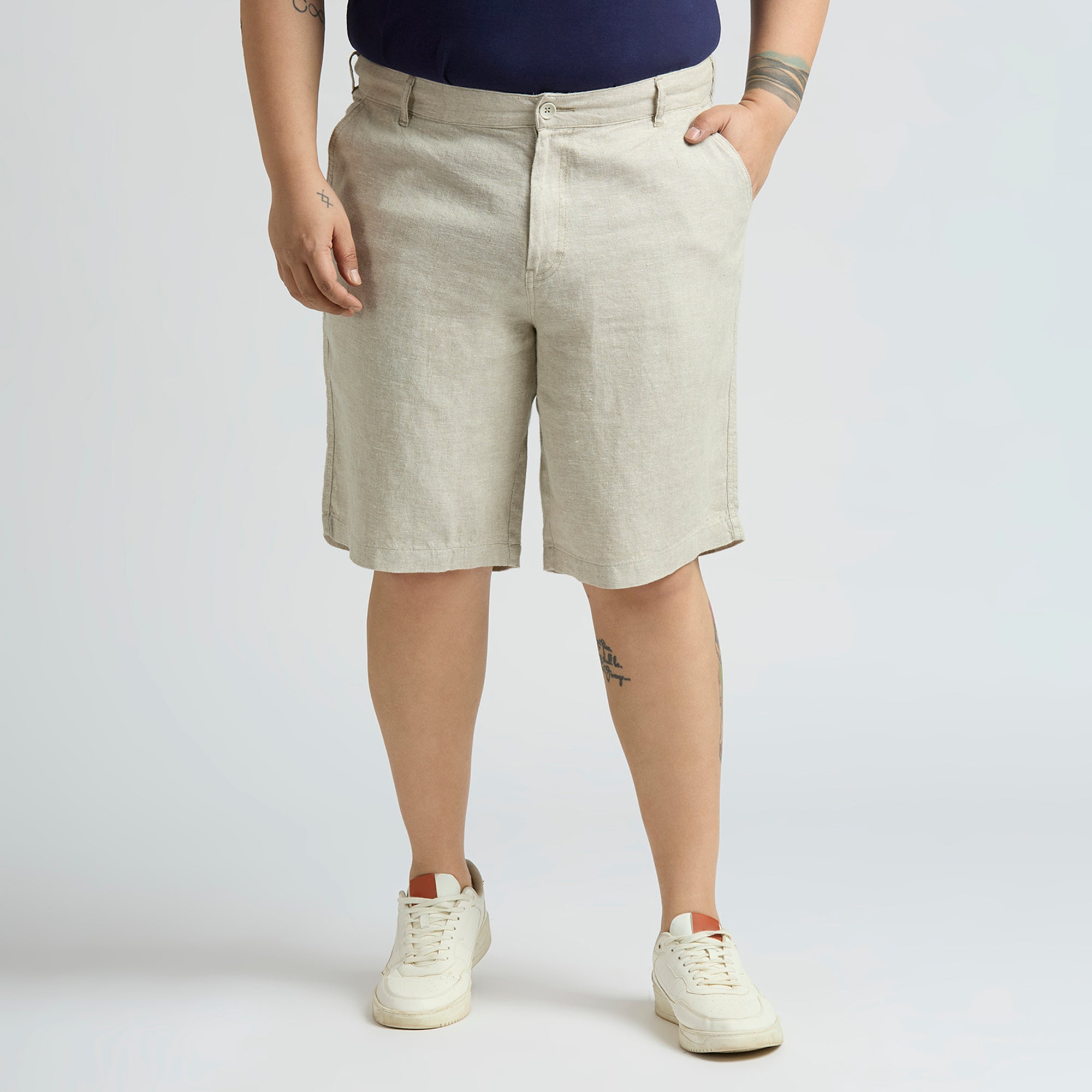 Plus Size Woven Short | 100% Linen | Natural