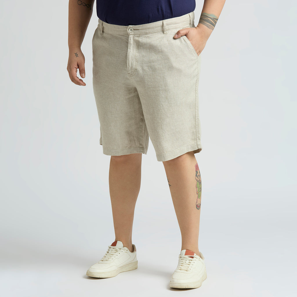 Plus Size Woven Short | 100% Linen | Natural