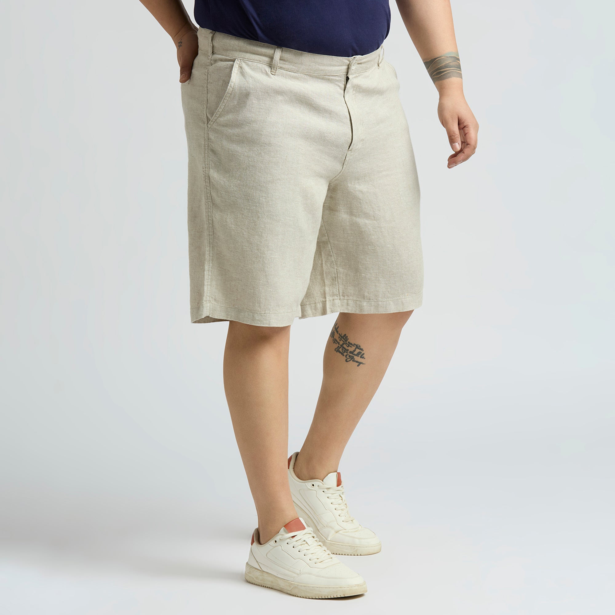 Plus Size Woven Short | 100% Linen | Natural