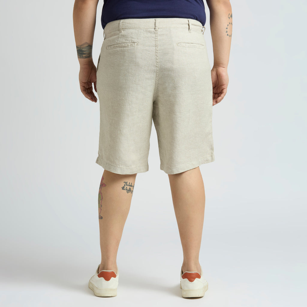 Plus Size Woven Short | 100% Linen | Natural