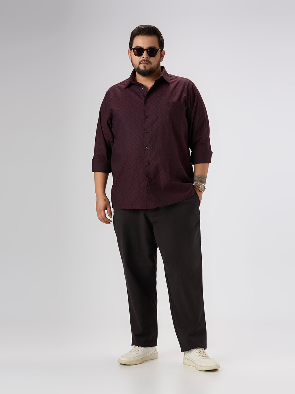 Plus Size Evening Shirt | 4XL - 10XL | 100% Cotton | Wine