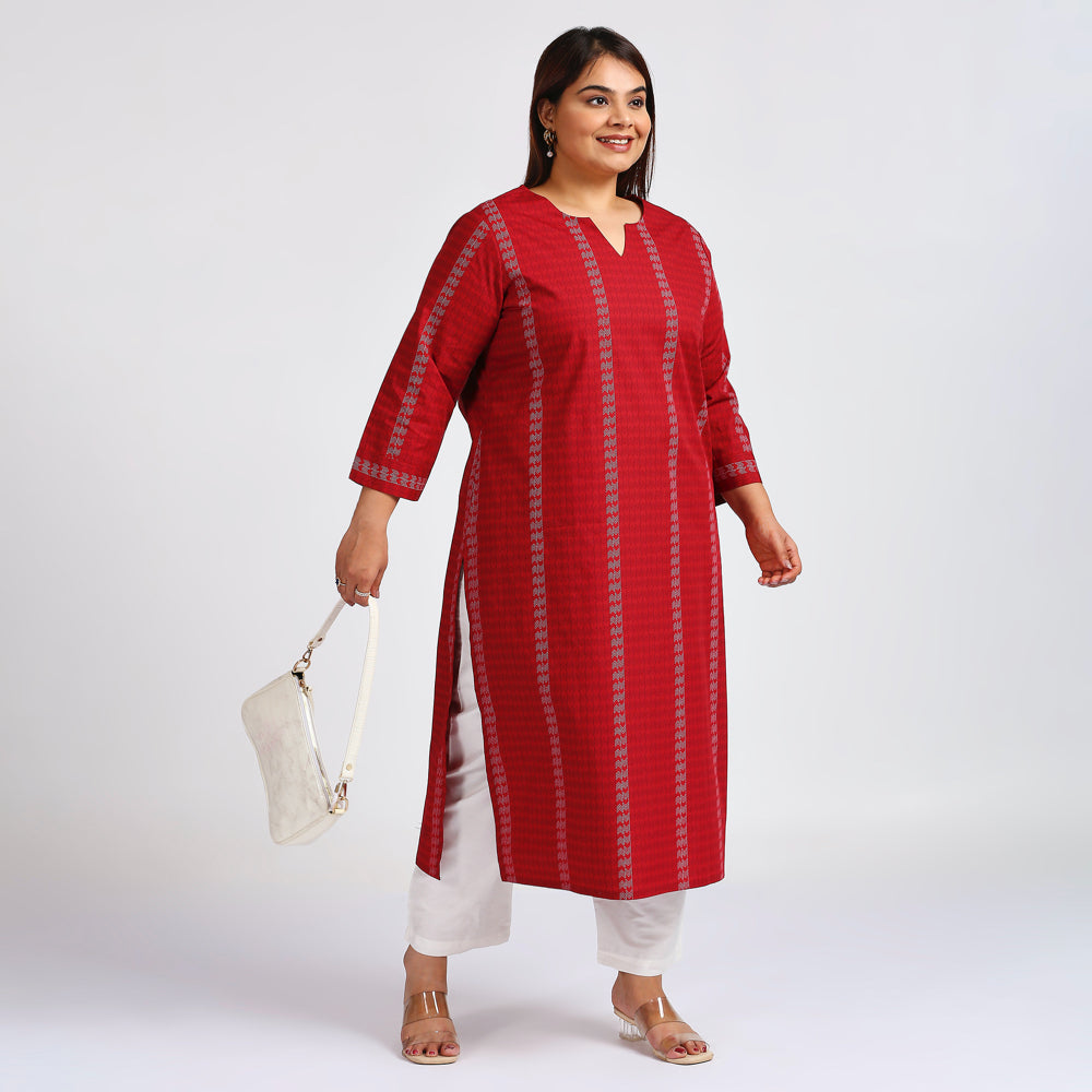 Plus Size Kurta | XL - 7XL | 100% Cotton | Red