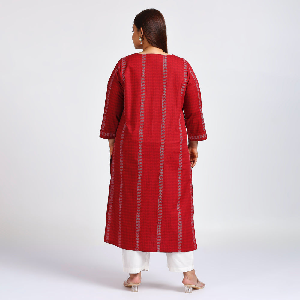Plus Size Kurta | XL - 7XL | 100% Cotton | Red