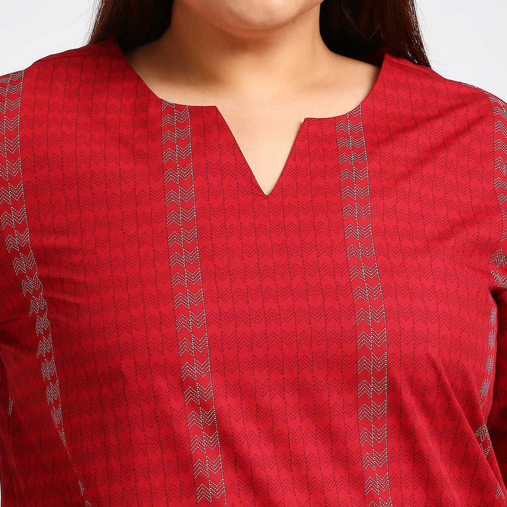 Plus Size Kurta | XL - 7XL | 100% Cotton | Red