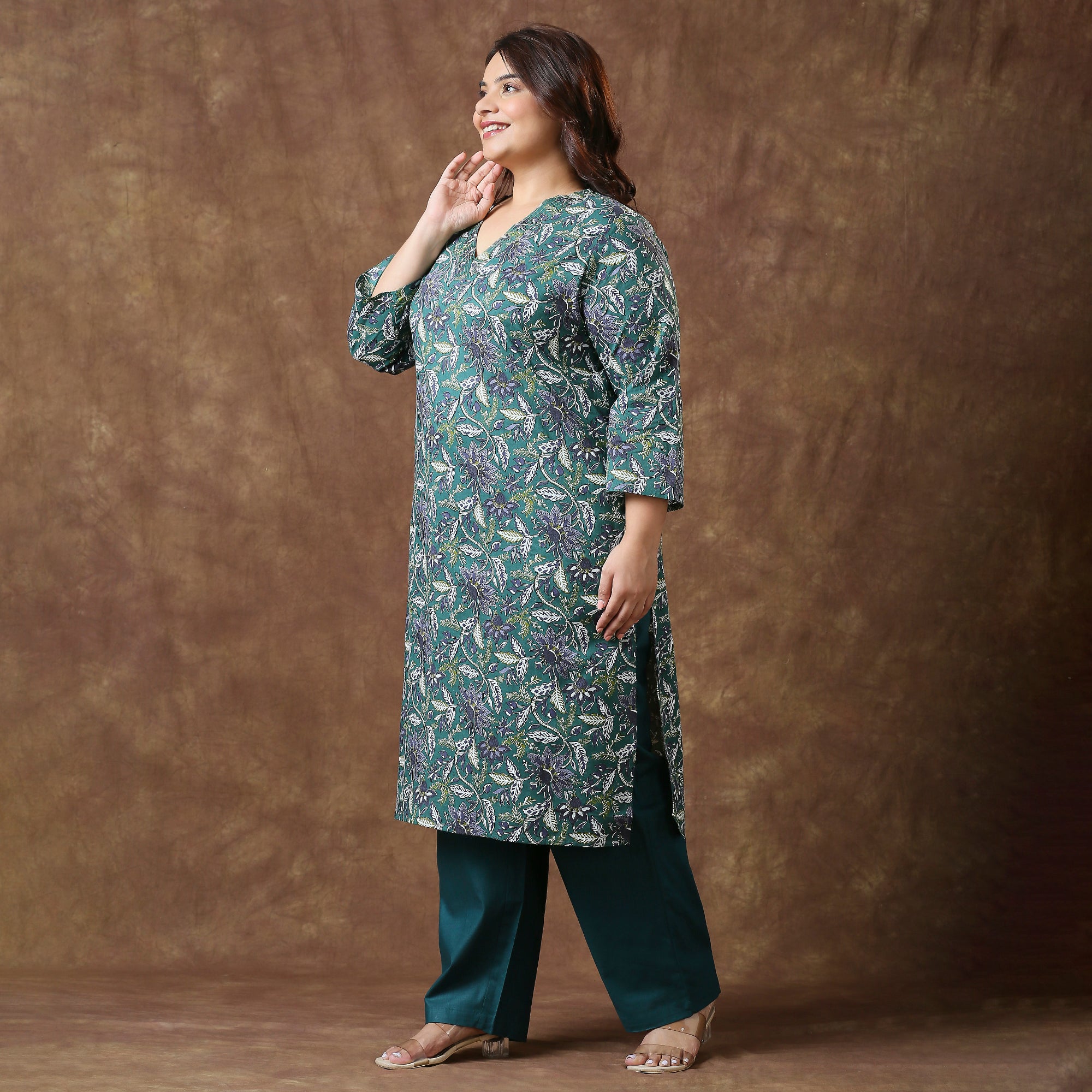 Plus Size Kurta | 2XL - 8XL | 100% Cotton | Dark Green