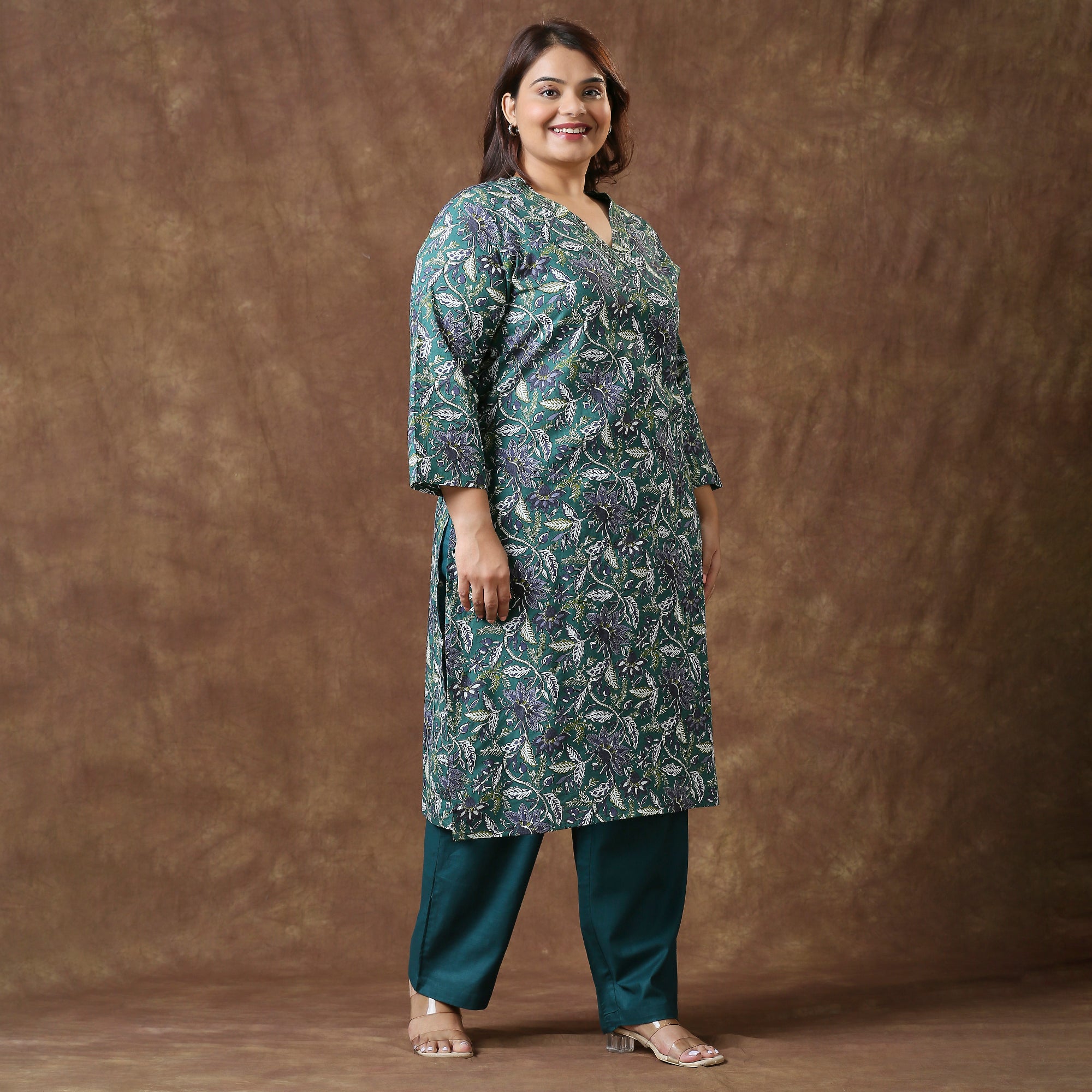 Plus Size Kurta | 2XL - 8XL | 100% Cotton | Dark Green