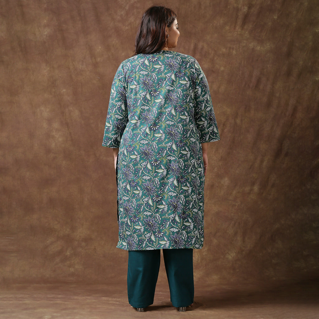 Plus Size Kurta | 2XL - 8XL | 100% Cotton | Dark Green