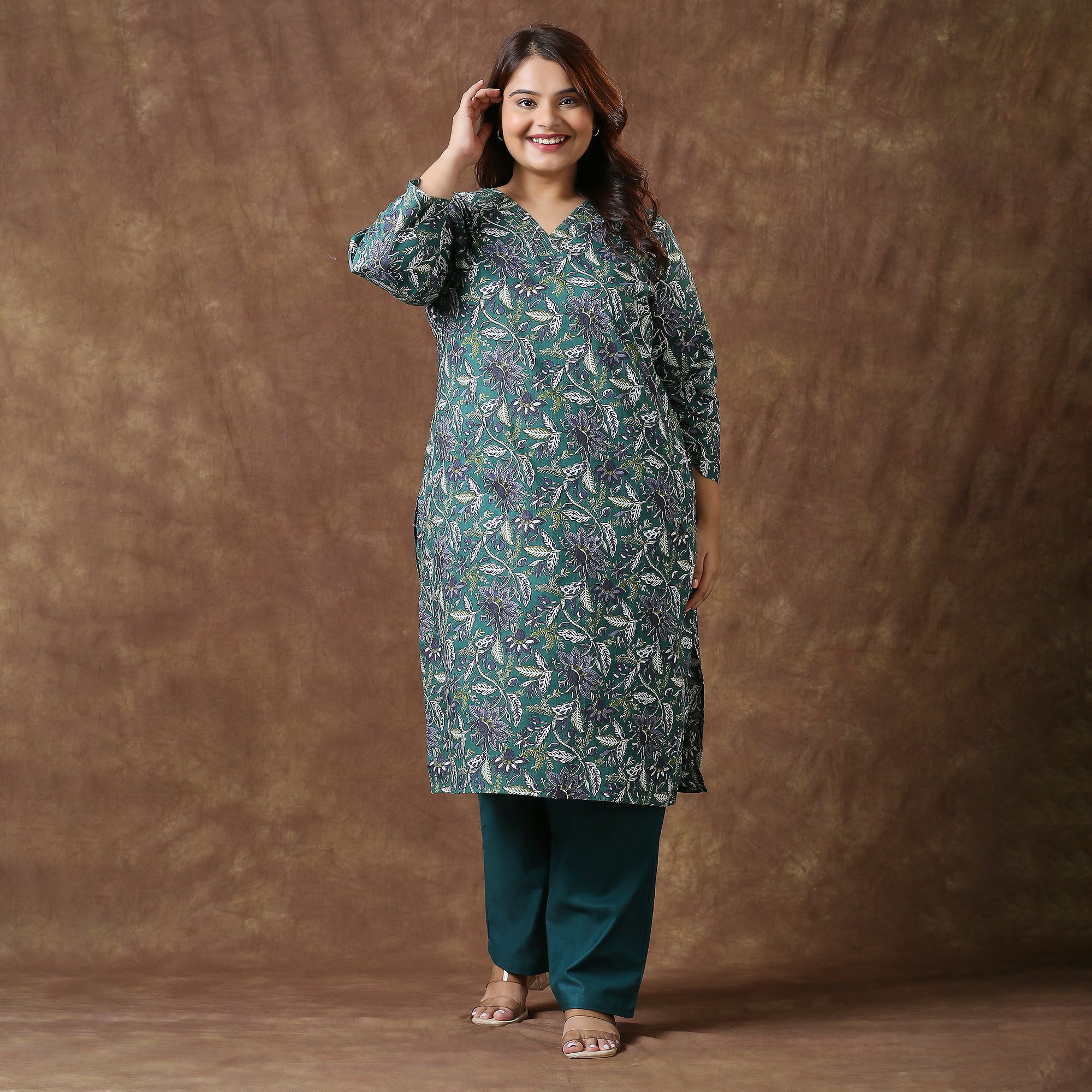 Plus Size Kurta | 2XL - 8XL | 100% Cotton | Dark Green