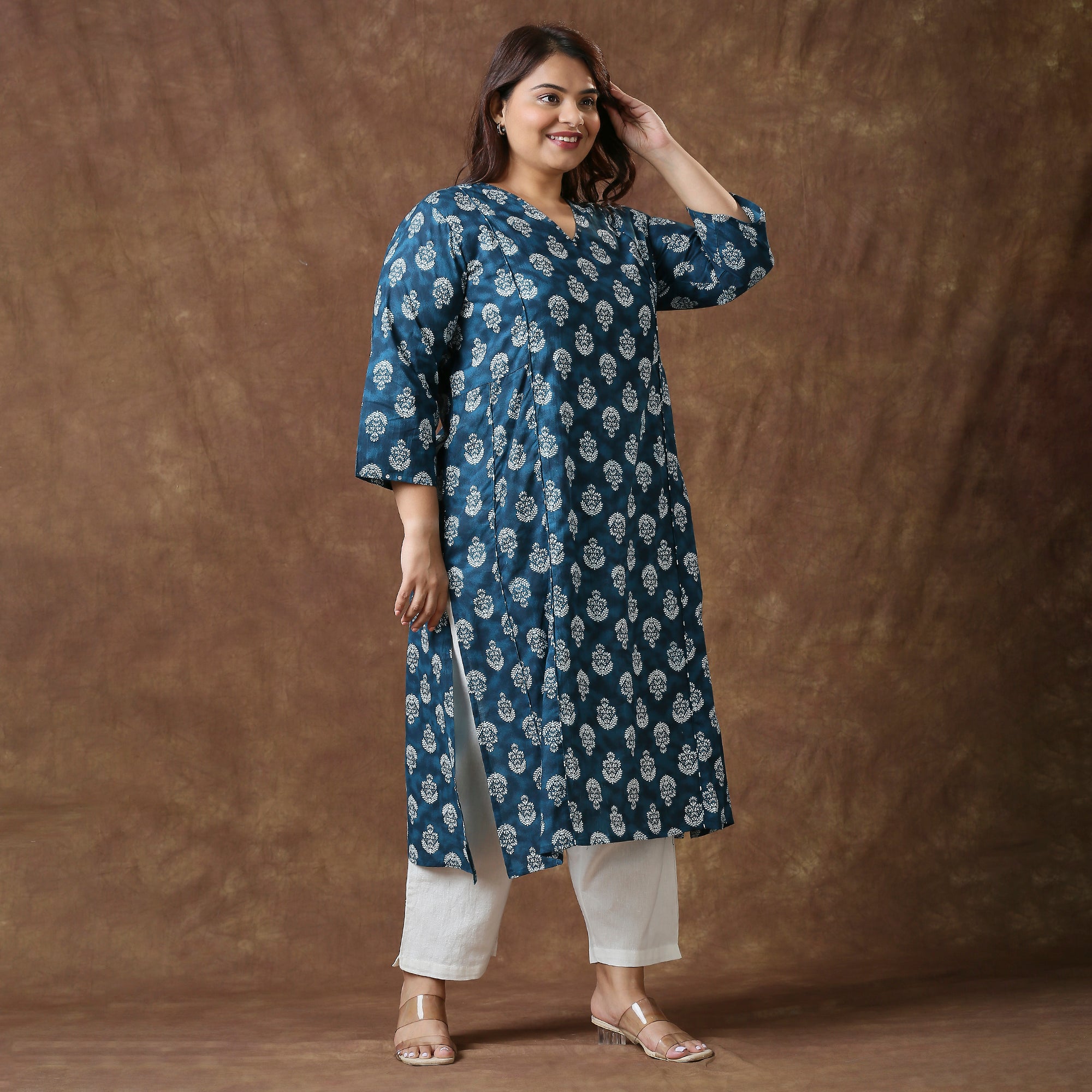 Plus Size Kurta | 2XL - 8XL | 100% Cotton | Teal