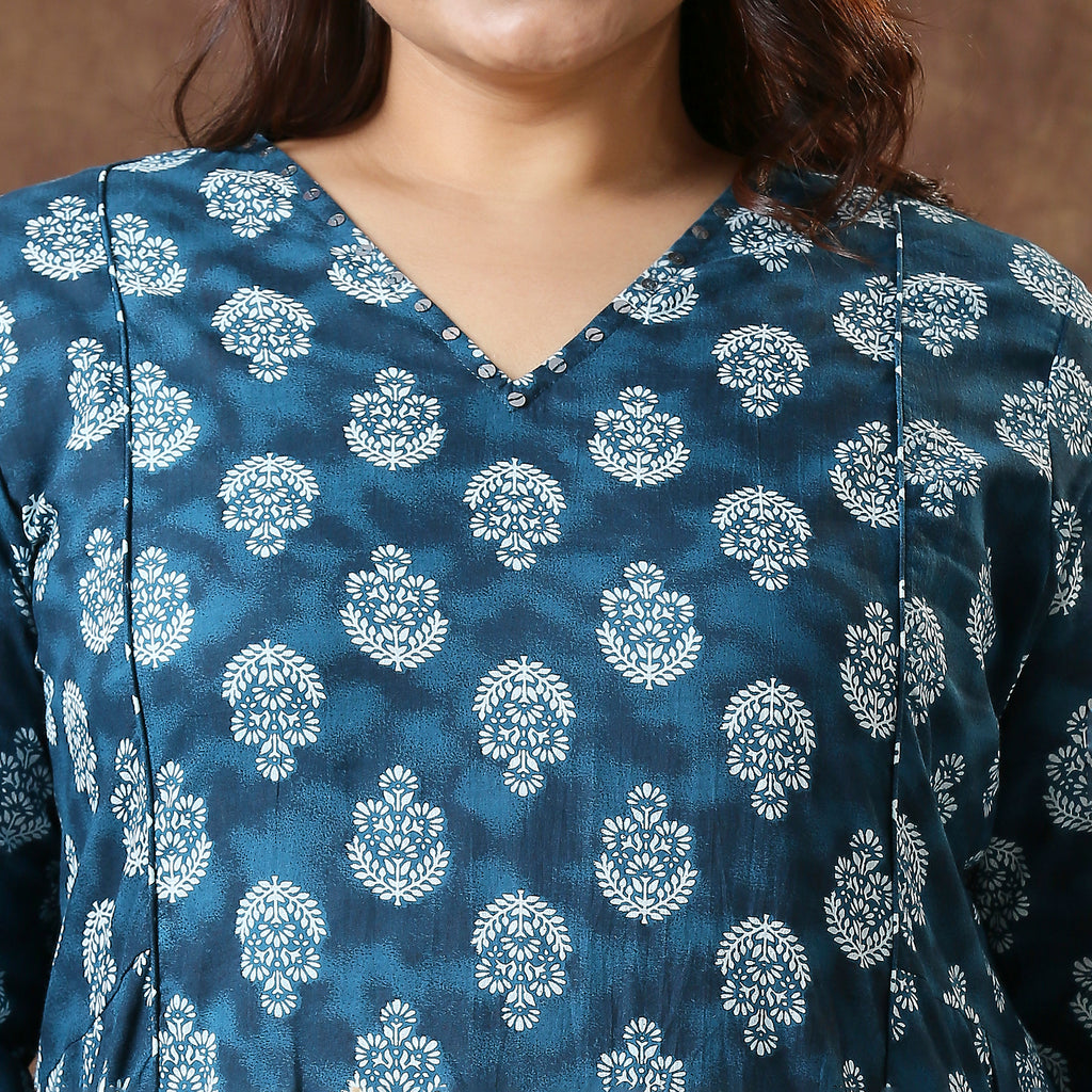 Plus Size Kurta | 2XL - 8XL | 100% Cotton | Teal
